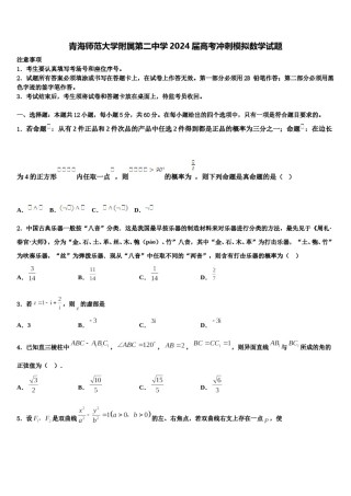 青海师范大学附属第二中学2024届高考冲刺模拟数学试题含解析.doc
