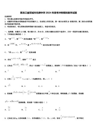 黑龙江省双城市兆麟中学2024年高考冲刺模拟数学试题含解析.doc