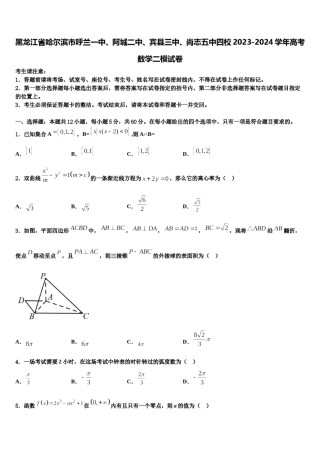 黑龙江省哈尔滨市呼兰一中、阿城二中、宾县三中、尚志五中四校2023-2024学年高考数学二模试卷含解析.doc