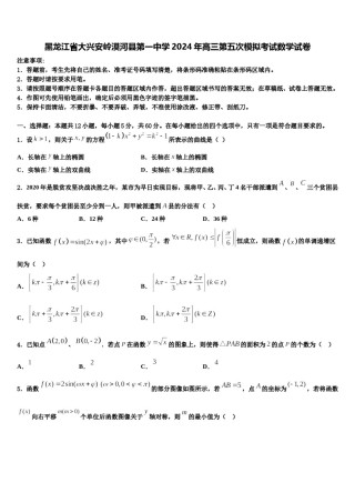 黑龙江省大兴安岭漠河县第一中学2024年高三第五次模拟考试数学试卷含解析.doc