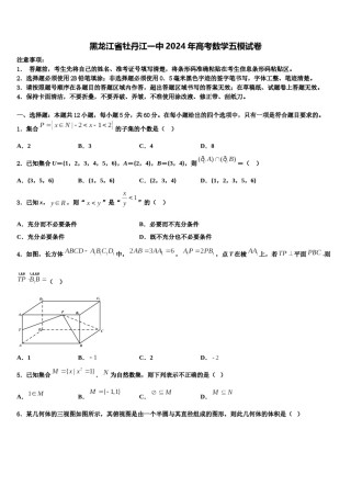 黑龙江省牡丹江一中2024年高考数学五模试卷含解析.doc
