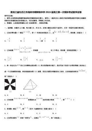黑龙江省牡丹江市海林市朝鲜族中学2024届高三第一次模拟考试数学试卷含解析.doc