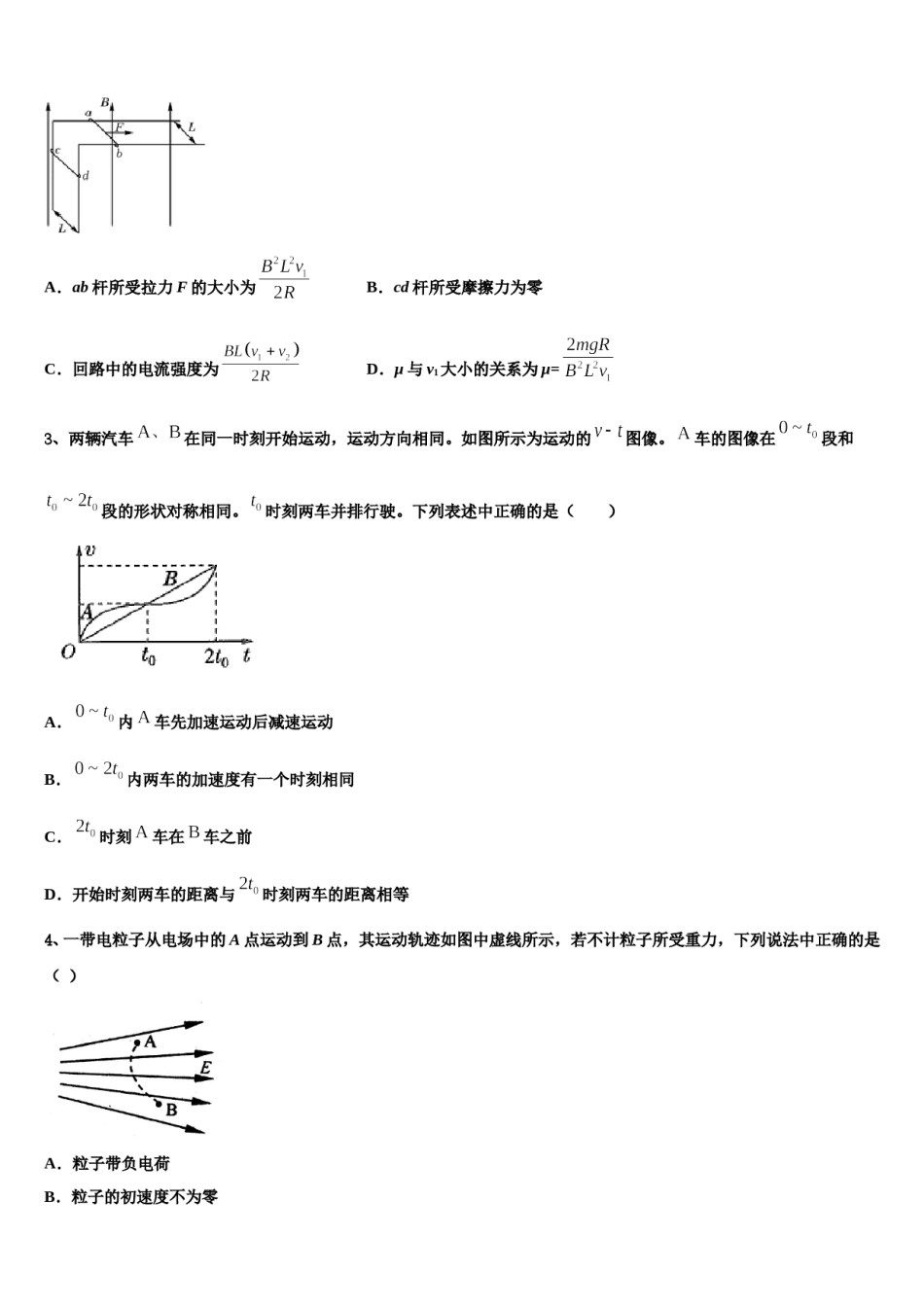 2023-2024学年上海市12校联考高三下学期一模考试物理试题含解析.doc_第2页