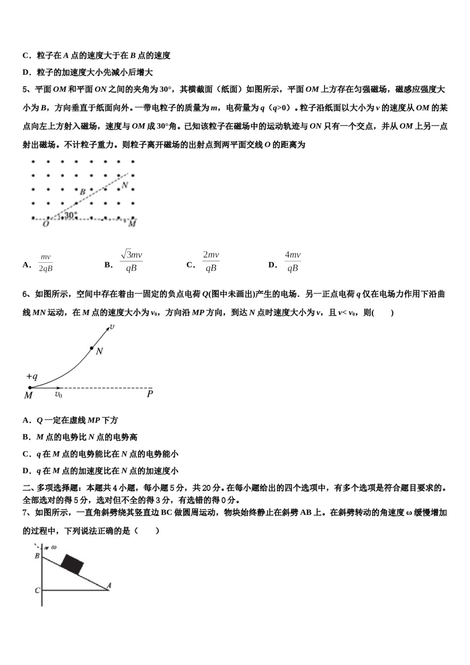 2023-2024学年上海市12校联考高三下学期一模考试物理试题含解析.doc_第3页