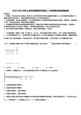 2023-2024学年上海市同洲模范学校高三3月份模拟考试物理试题含解析.doc