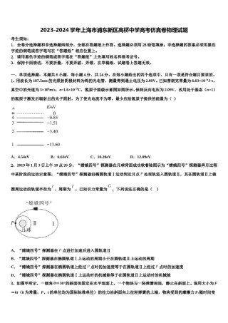 2023-2024学年上海市浦东新区高桥中学高考仿真卷物理试题含解析.doc