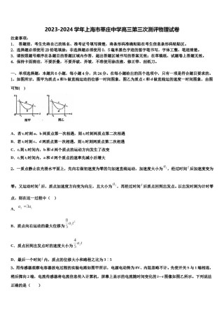 2023-2024学年上海市莘庄中学高三第三次测评物理试卷含解析.doc