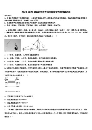 2023-2024学年北京市大峪中学高考物理押题试卷含解析.doc
