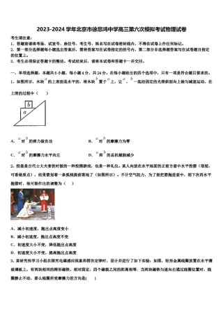 2023-2024学年北京市徐悲鸿中学高三第六次模拟考试物理试卷含解析.doc