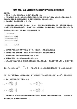 2023-2024学年大连育明高级中学高三第三次模拟考试物理试卷含解析.doc