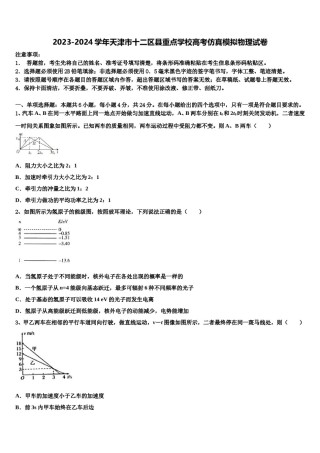2023-2024学年天津市十二区县重点学校高考仿真模拟物理试卷含解析.doc
