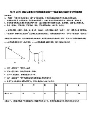 2023-2024学年天津市和平区耀华中学高三下学期第五次调研考试物理试题含解析.doc