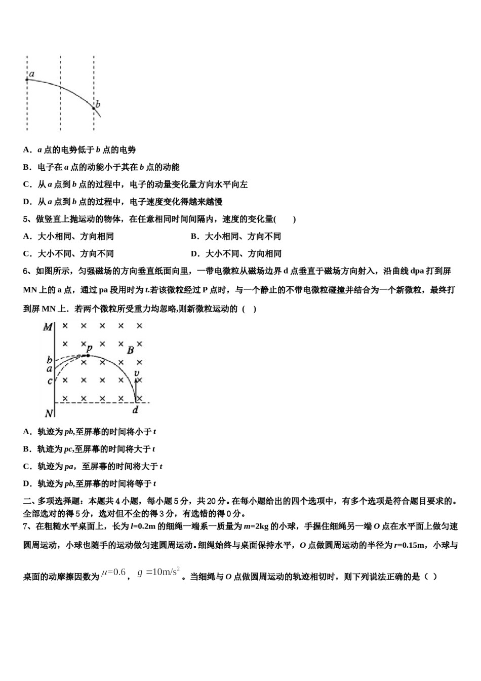2023-2024学年天津滨海新区大港第八中学高考物理五模试卷含解析.doc_第2页