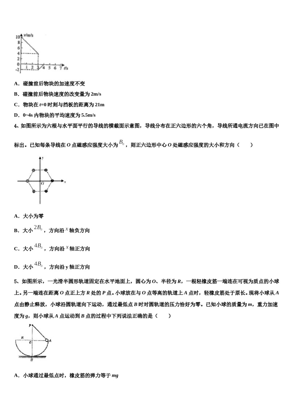 2023-2024学年安徽省定远县民族私立中学高三一诊考试物理试卷含解析.doc_第2页