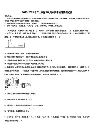 2023-2024学年山东省师大附中高考物理四模试卷含解析.doc