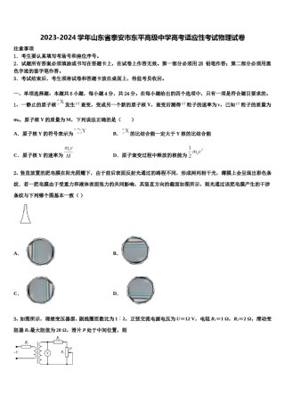 2023-2024学年山东省泰安市东平高级中学高考适应性考试物理试卷含解析.doc