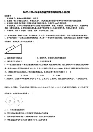 2023-2024学年山东省济南市高考物理必刷试卷含解析.doc