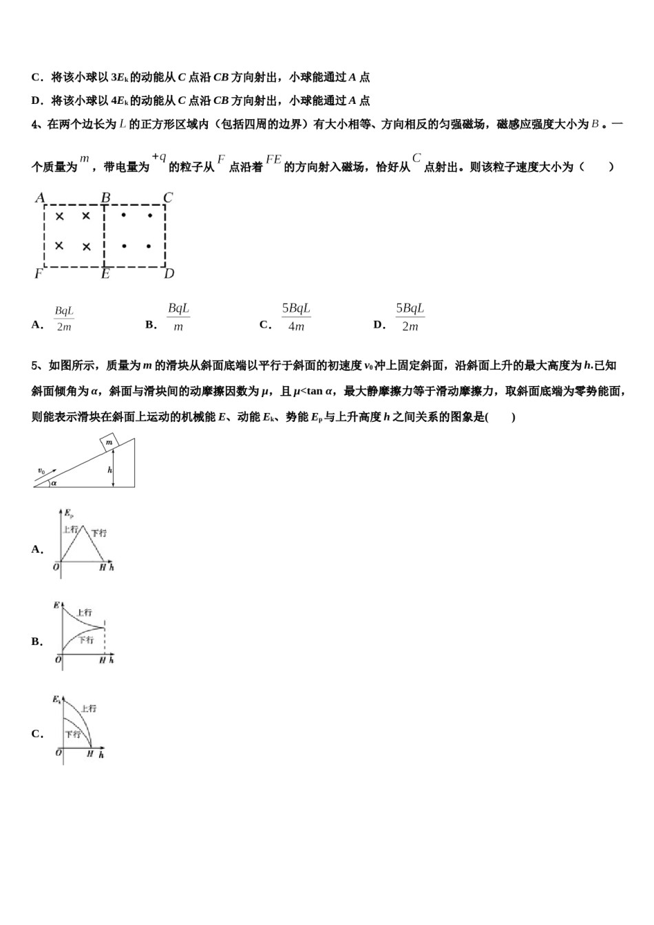 2023-2024学年山西省忻州市重点中学高三第六次模拟考试物理试卷含解析.doc_第2页