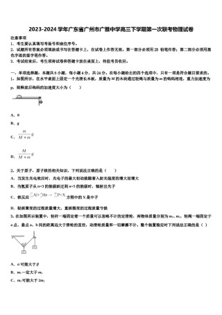 2023-2024学年广东省广州市广雅中学高三下学期第一次联考物理试卷含解析.doc