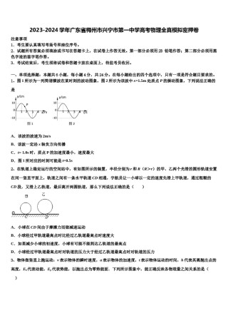 2023-2024学年广东省梅州市兴宁市第一中学高考物理全真模拟密押卷含解析.doc