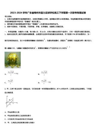 2023-2024学年广东省梅州市富力足球学校高三下学期第一次联考物理试卷含解析.doc