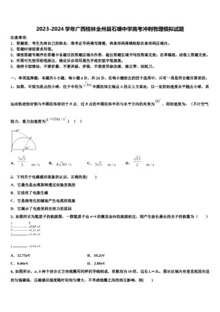2023-2024学年广西桂林全州县石塘中学高考冲刺物理模拟试题含解析.doc