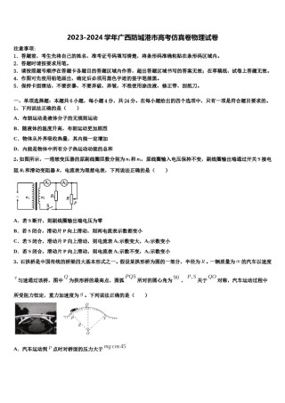 2023-2024学年广西防城港市高考仿真卷物理试卷含解析.doc