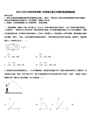 2023-2024学年忻州市第一中学高三第三次模拟考试物理试卷含解析.doc