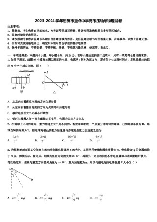 2023-2024学年恩施市重点中学高考压轴卷物理试卷含解析.doc