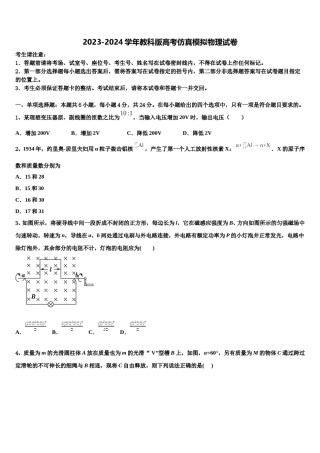 2023-2024学年教科版高考仿真模拟物理试卷含解析.doc