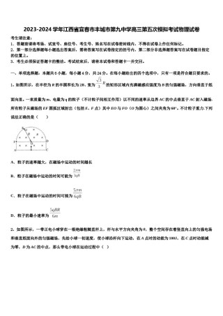 2023-2024学年江西省宜春市丰城市第九中学高三第五次模拟考试物理试卷含解析.doc