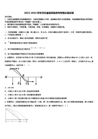 2023-2024学年河北省临西县高考物理必刷试卷含解析.doc