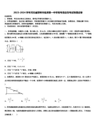 2023-2024学年河北省邯郸市临漳第一中学高考适应性考试物理试卷含解析.doc