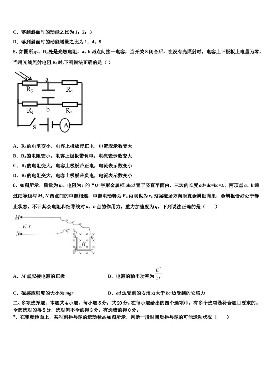2023-2024学年河南省新县高三下学期一模考试物理试题含解析.doc_第2页