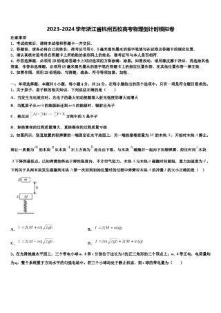 2023-2024学年浙江省杭州五校高考物理倒计时模拟卷含解析.doc