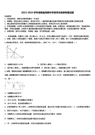 2023-2024学年海南省海南中学高考仿真卷物理试题含解析.doc