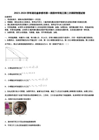2023-2024学年湖北省孝感市第一高级中学高三第二次调研物理试卷含解析.doc
