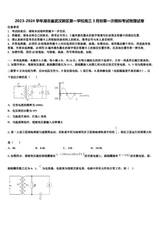 2023-2024学年湖北省武汉新区第一学校高三3月份第一次模拟考试物理试卷含解析.doc