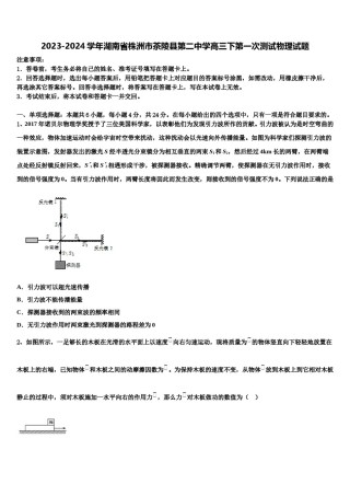 2023-2024学年湖南省株洲市茶陵县第二中学高三下第一次测试物理试题含解析.doc