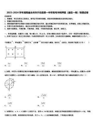 2023-2024学年湖南省永州市宁远县第一中学高考冲刺押题（最后一卷）物理试卷含解析.doc