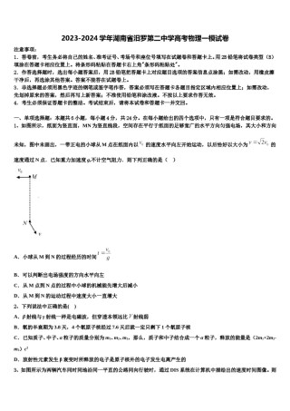 2023-2024学年湖南省汨罗第二中学高考物理一模试卷含解析.doc