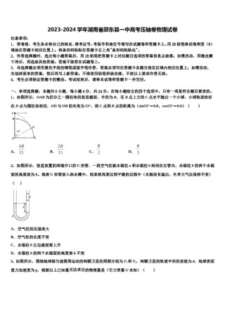 2023-2024学年湖南省邵东县一中高考压轴卷物理试卷含解析.doc