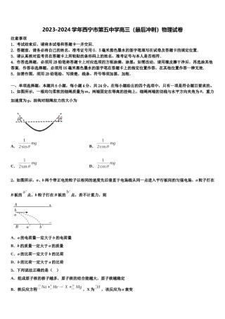 2023-2024学年西宁市第五中学高三（最后冲刺）物理试卷含解析.doc