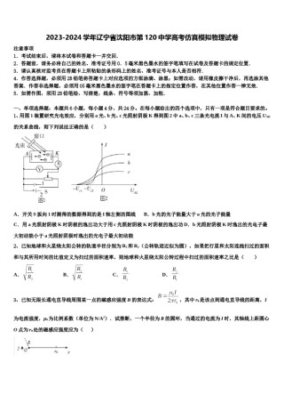 2023-2024学年辽宁省沈阳市第120中学高考仿真模拟物理试卷含解析.doc