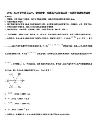 2023-2024学年黄石二中、鄂南高中、鄂州高中三校高三第一次调研测试物理试卷含解析.doc