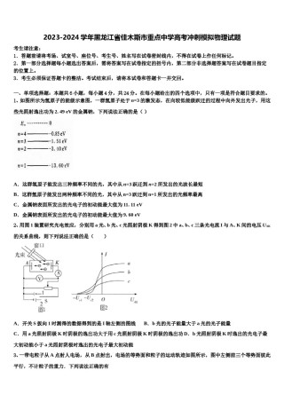 2023-2024学年黑龙江省佳木斯市重点中学高考冲刺模拟物理试题含解析.doc