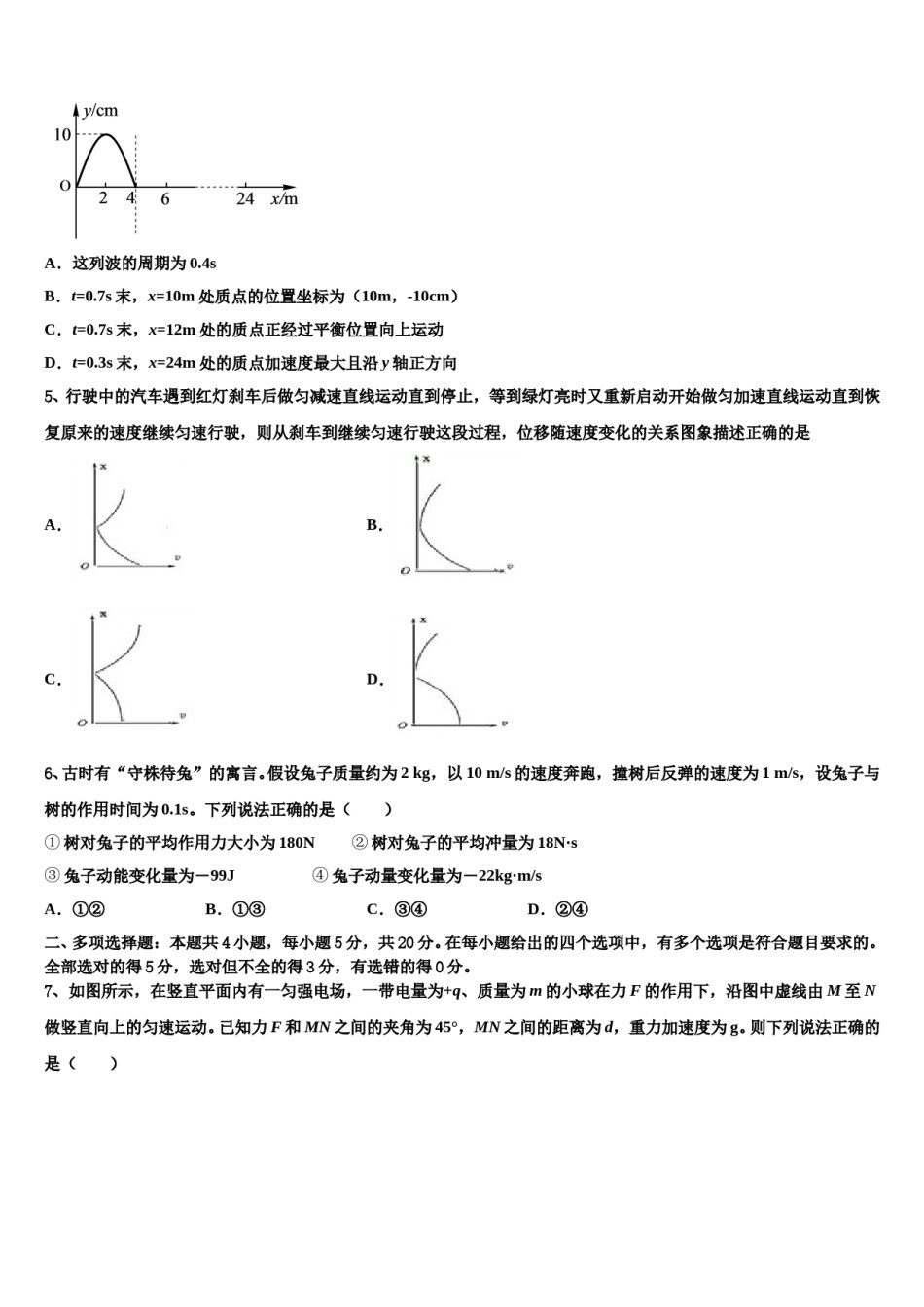 2023-2024学年黑龙江省鹤岗市工农区第一中学高考考前模拟物理试题含解析.doc_第2页