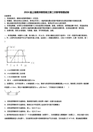 2024届上海南洋模范高三第二次联考物理试卷含解析.doc
