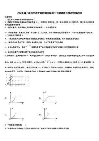 2024届上海市交通大学附属中学高三下学期联合考试物理试题含解析.doc