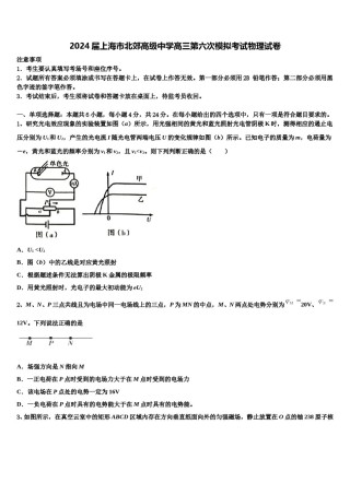 2024届上海市北郊高级中学高三第六次模拟考试物理试卷含解析.doc